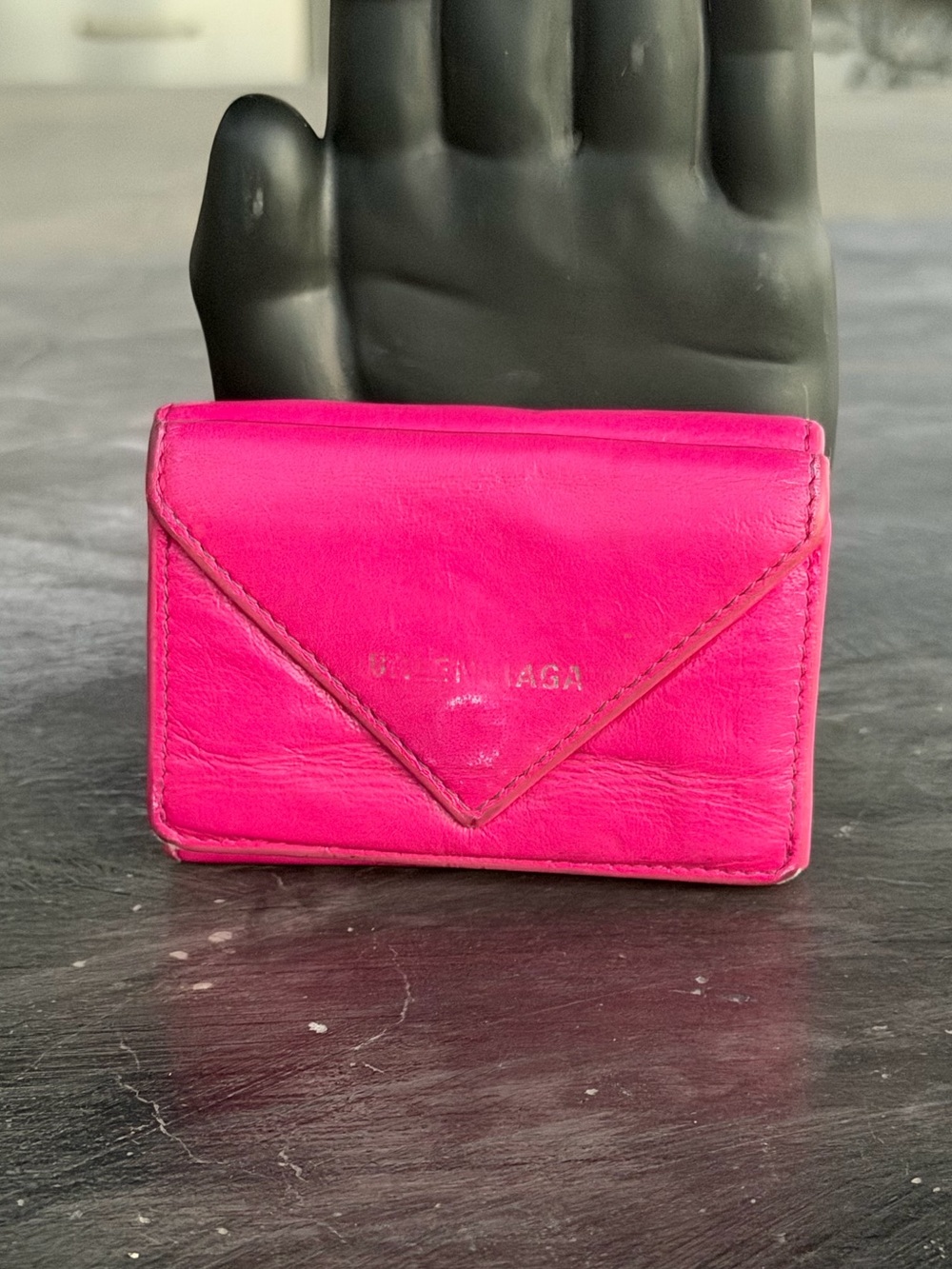 Balenciaga Hot Pink Leather compact Wallet